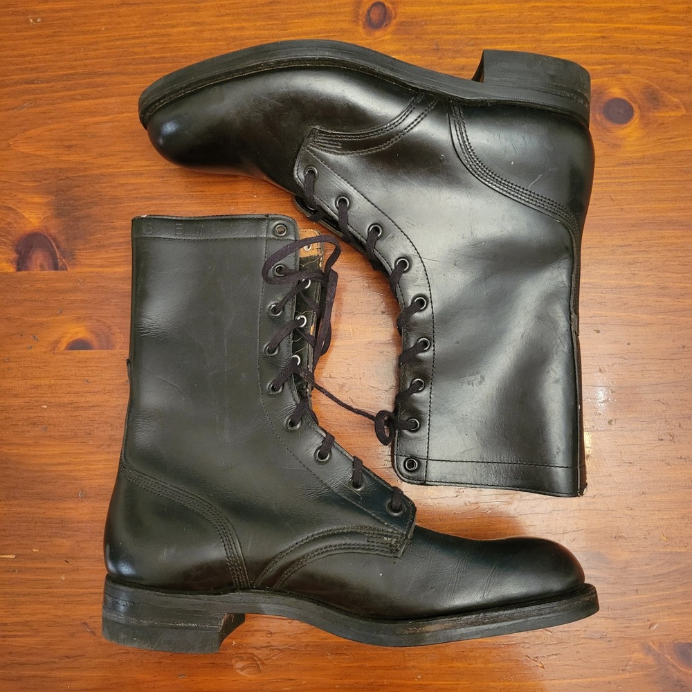 Vintage 1965 Military Black Leather Combat Boots Goodyear Wingfoot 8B Tactical‎